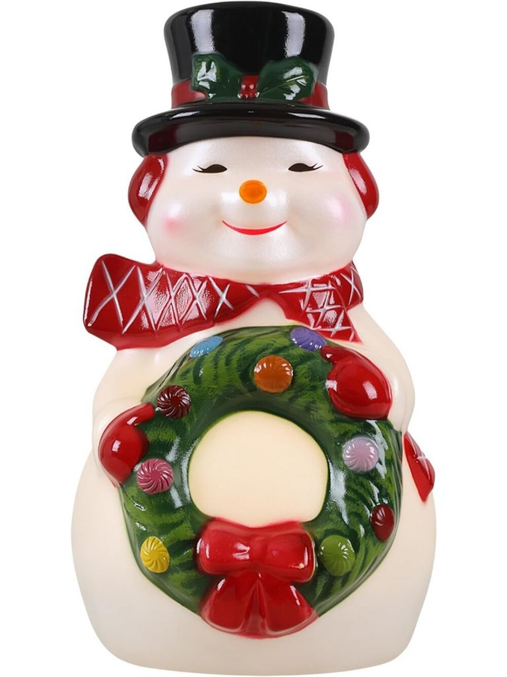 24 in. Light-Up Snowman Blow Mold Decor - Festive Holiday Yard Decoration